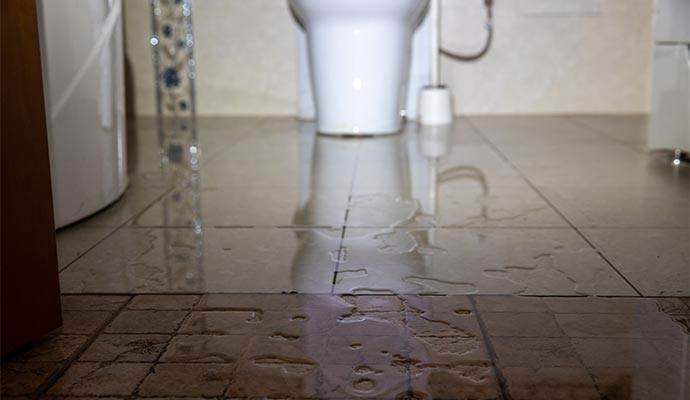 Bathroom water damage on the floor