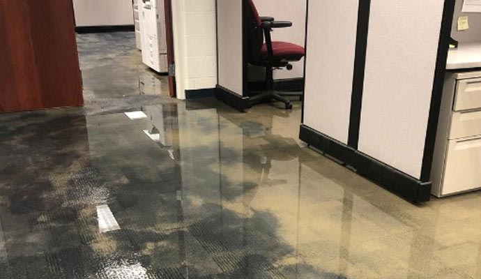 Commercial office water damage