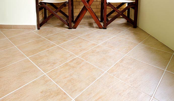 Newly installed ceramic tiles floor