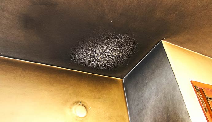Smoke soot damage on ceiling