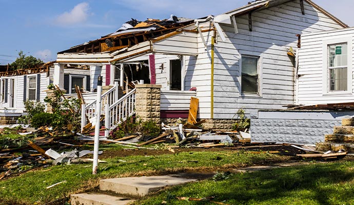 Tornado damaged residential property