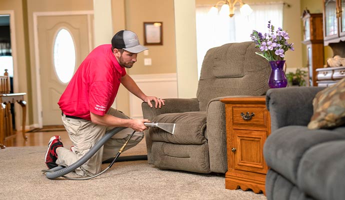 Upholstery cleaning with equipment